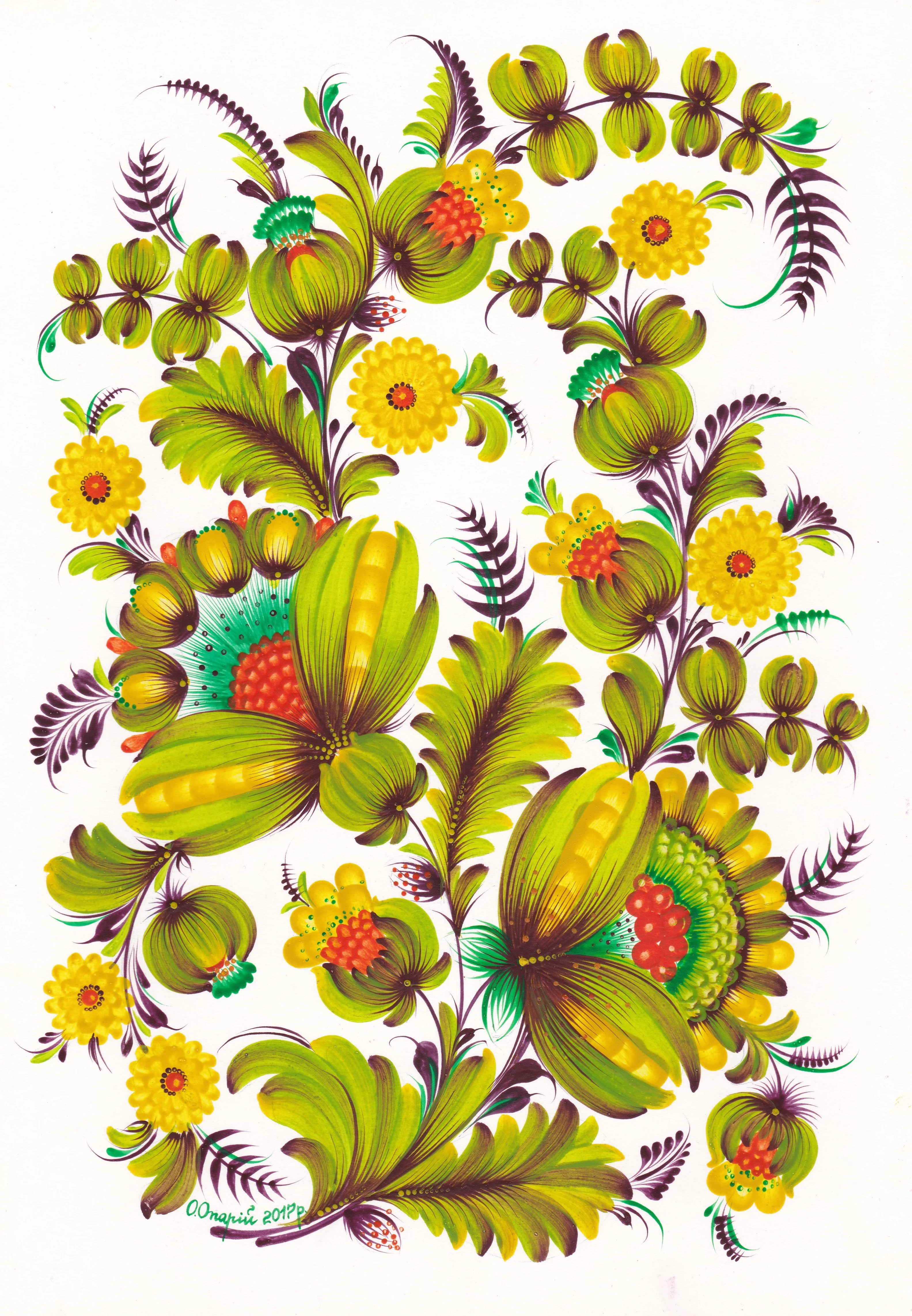 Мальовка з зеленими квітами